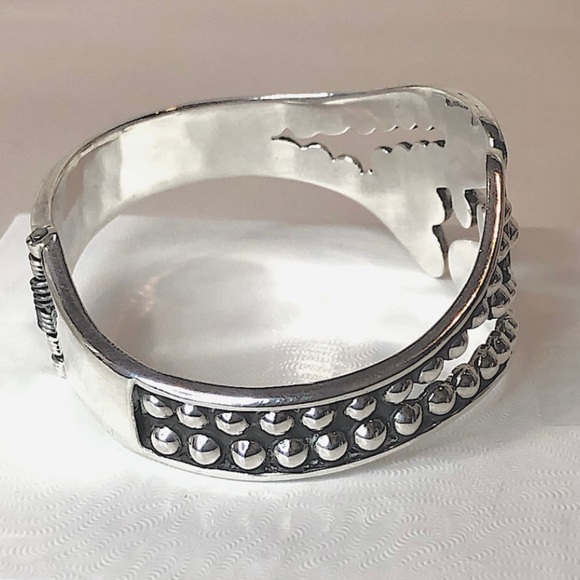 TAXCO Sterling Silver Hinge Bangle Cuff Art Deco Style MINT CONDITION - Picture 10 of 17